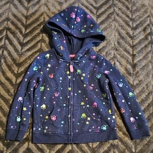 jumping beans Navy Zip Hooded Sweatshirt with Multicolor Star & Character Print